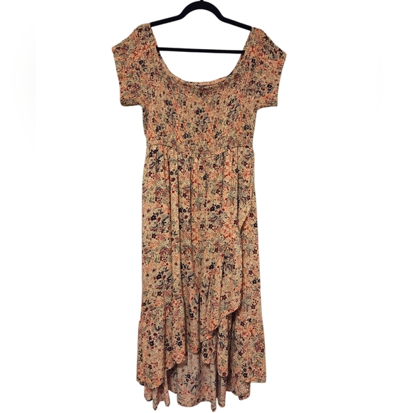 Torrid Maxi Challis Tulip Hem Off Shoulder Dress Floral Ivory Pink WOMEN'S 2X - Picture 3 of 9